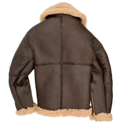 Chaqueta Piloto Hombre Cuero Sostenible Forro Sherpa