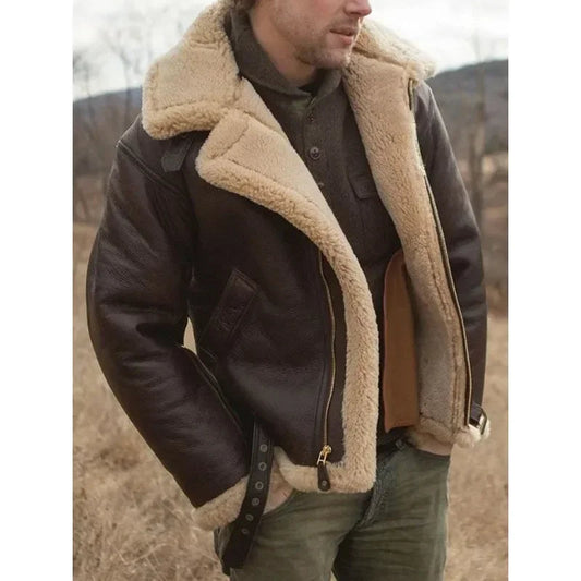 Chaqueta Piloto Hombre Cuero Sostenible Forro Sherpa - Mavetta