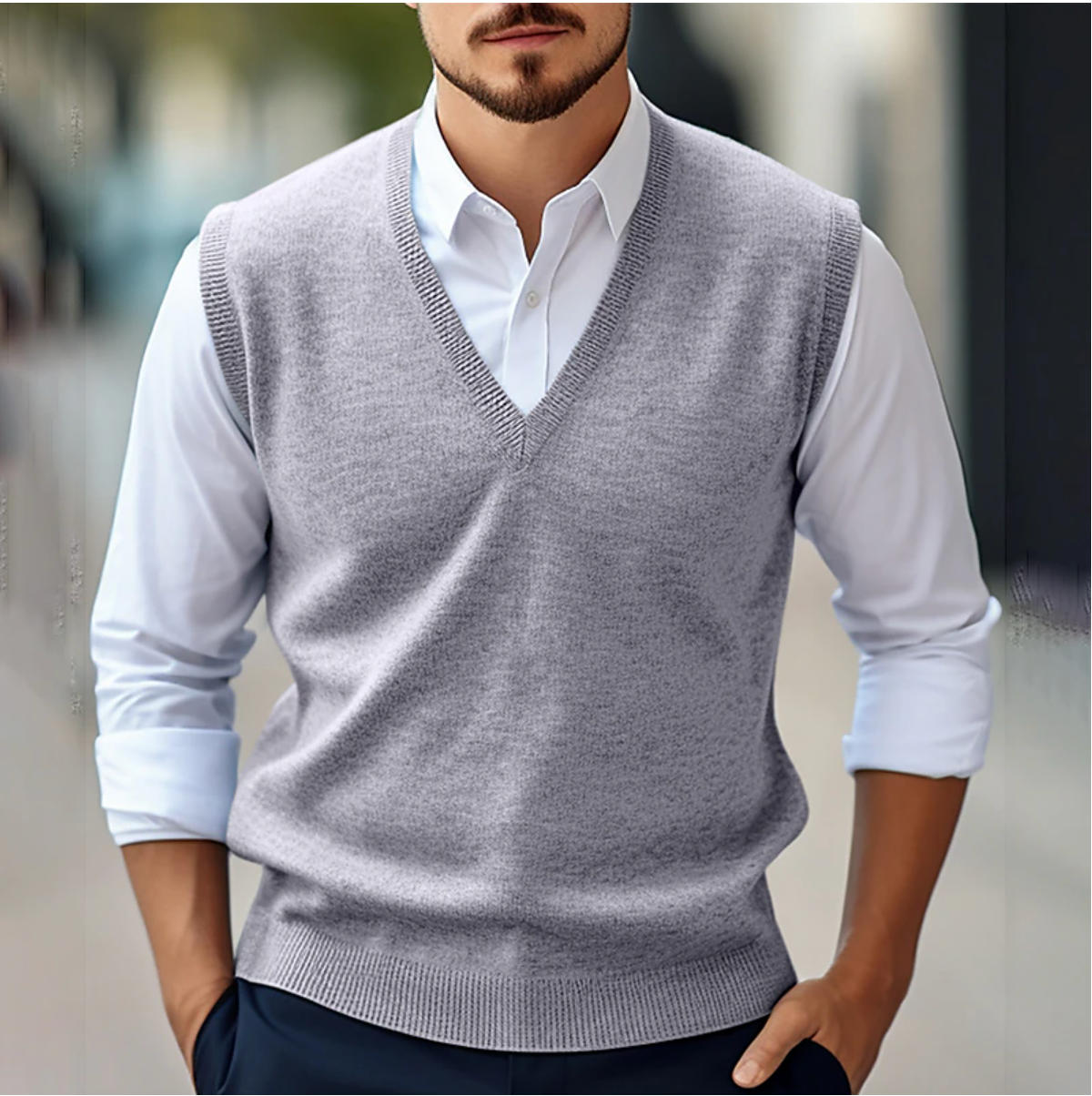 Suéter sin mangas hombre ligero cómodo casual primavera