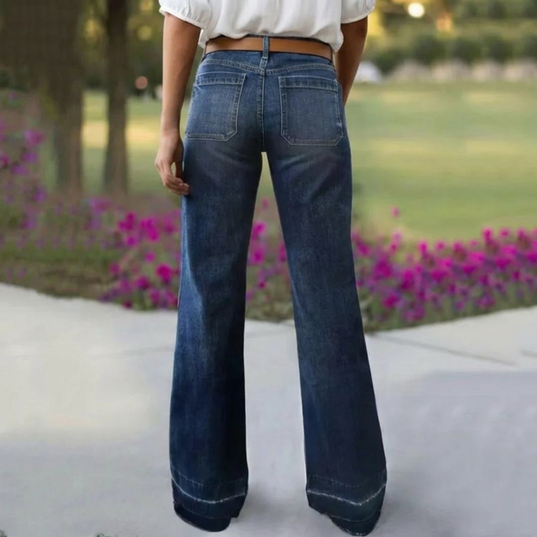 Vaqueros Mujer Retro Acampanados Ajuste Clásico