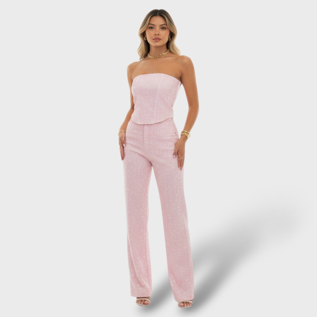 Conjunto Mujer Brillante Jeans Cintura Alta