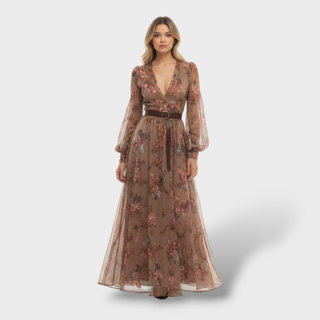 Vestido largo mujer estilo boho manga larga