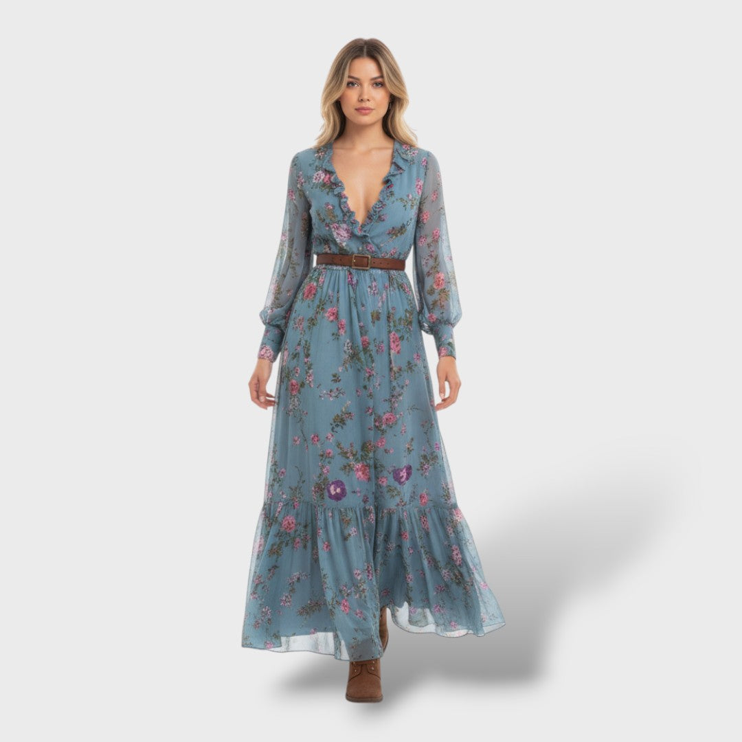 Vestido largo mujer estilo boho manga larga