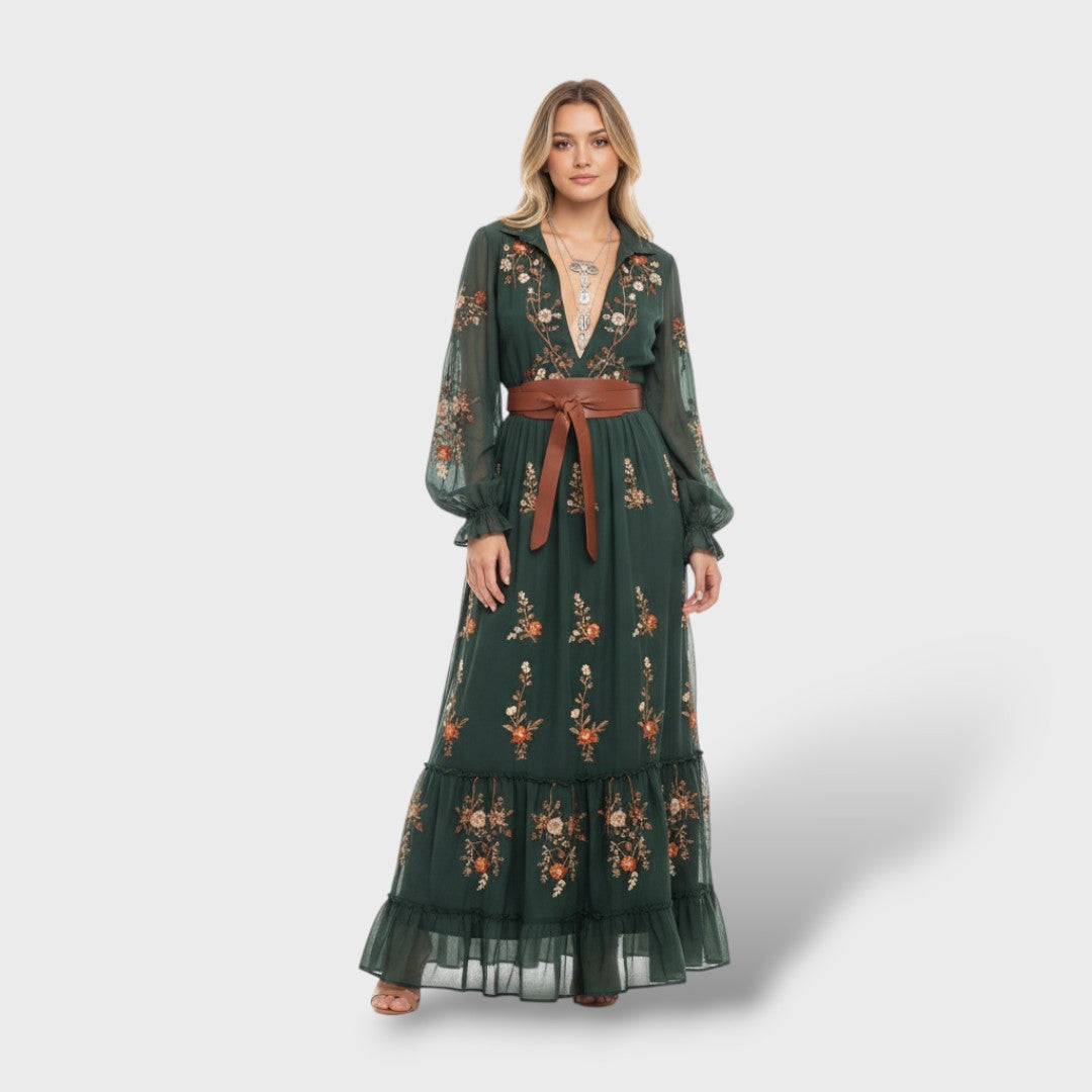 Vestido largo mujer estilo boho manga larga - Mavetta