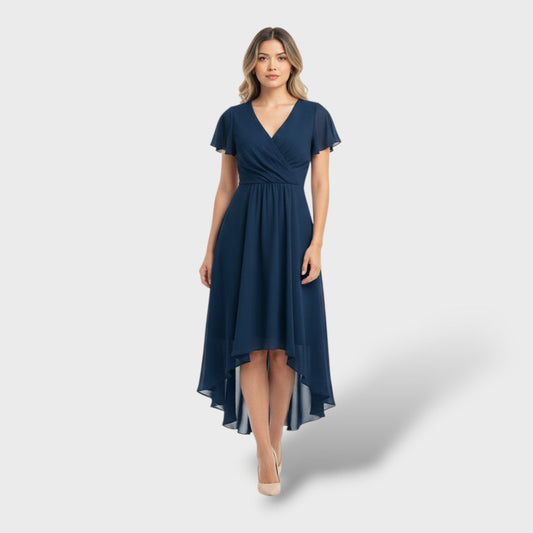 Vestido midi mujer elegante escote en V - Mavetta