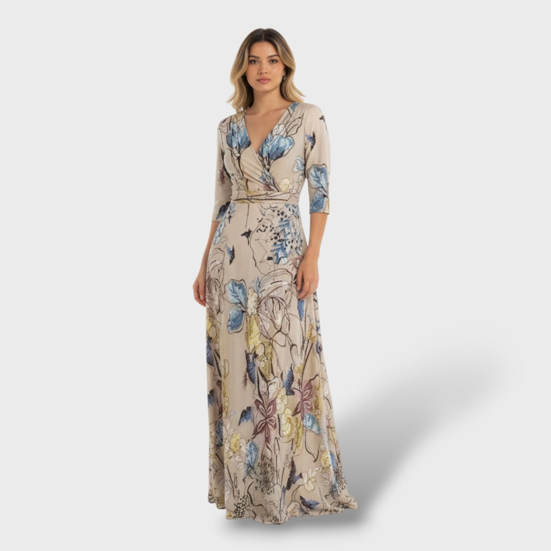 Vestido largo mujer con estampado floral y corte elegante