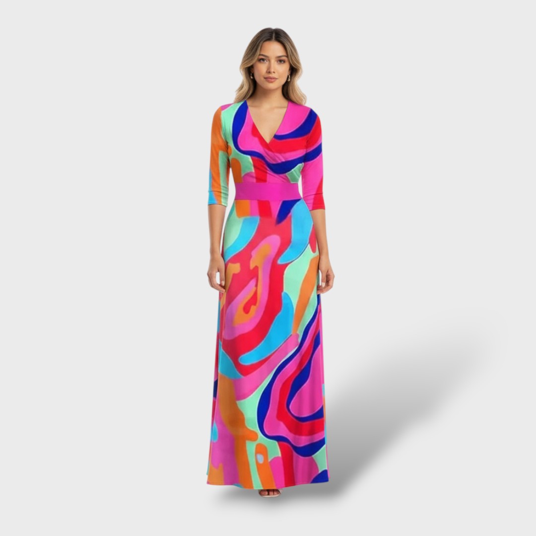 Vestido largo mujer con estampado floral y corte elegante
