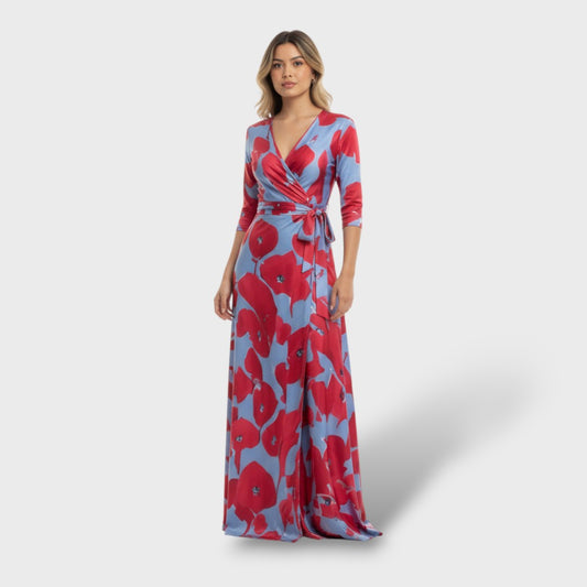 Vestido largo mujer con estampado floral y corte elegante - Mavetta
