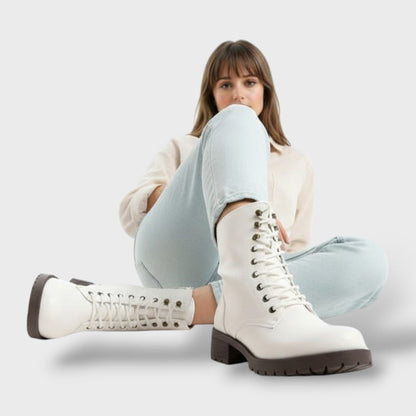 Botas Combate Mujer Cremallera Tacón Bajo