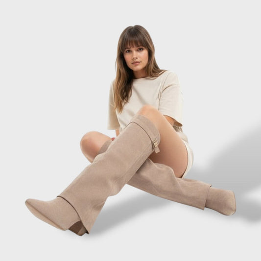 Botas Altas Mujer de Ante Clásicas Elegantes - Mavetta