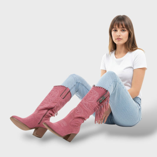 Botas Mujer Cowboy Altas Tacón Hebilla - Mavetta