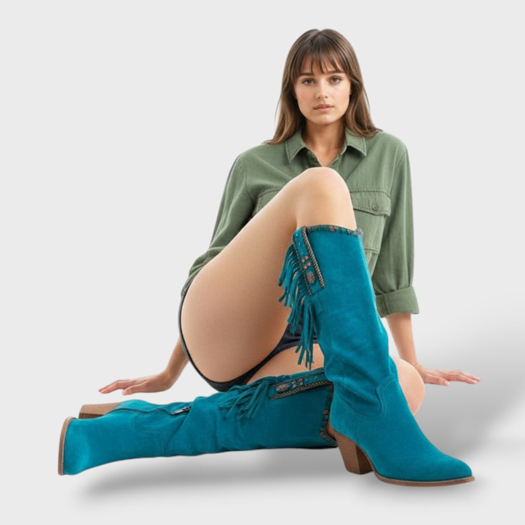 Botas Mujer Cowboy Altas Tacón Hebilla