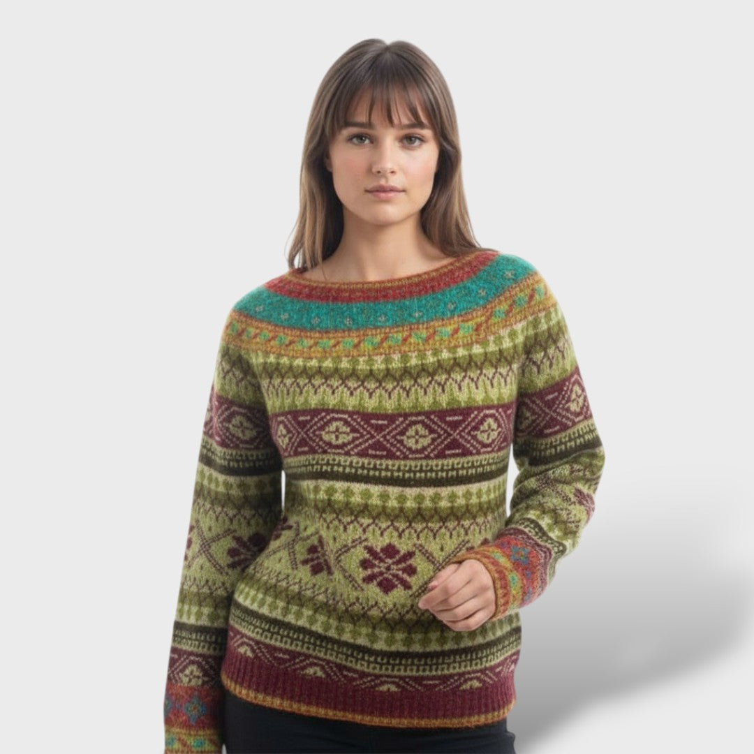 Suéter Mujer Estilo Noruego Retro Ajuste Clásico