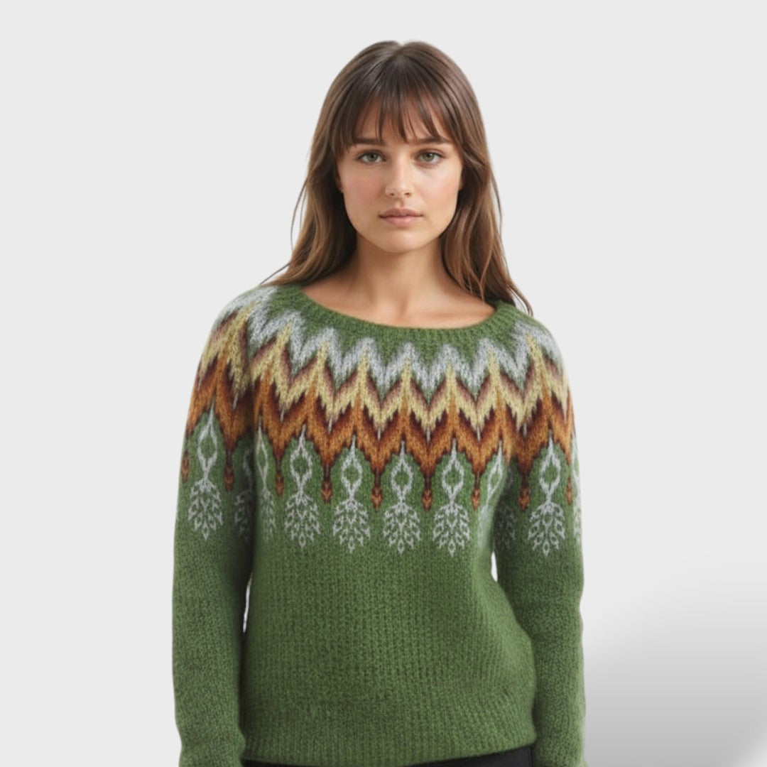 Suéter Mujer Estilo Noruego Retro Ajuste Clásico