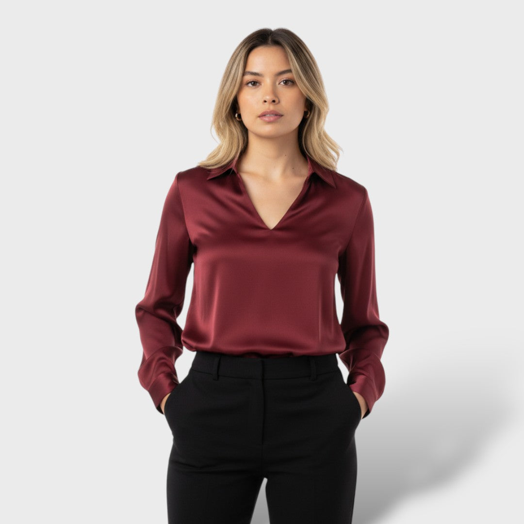 Blusa Mujer de Satén Ajuste Clásico