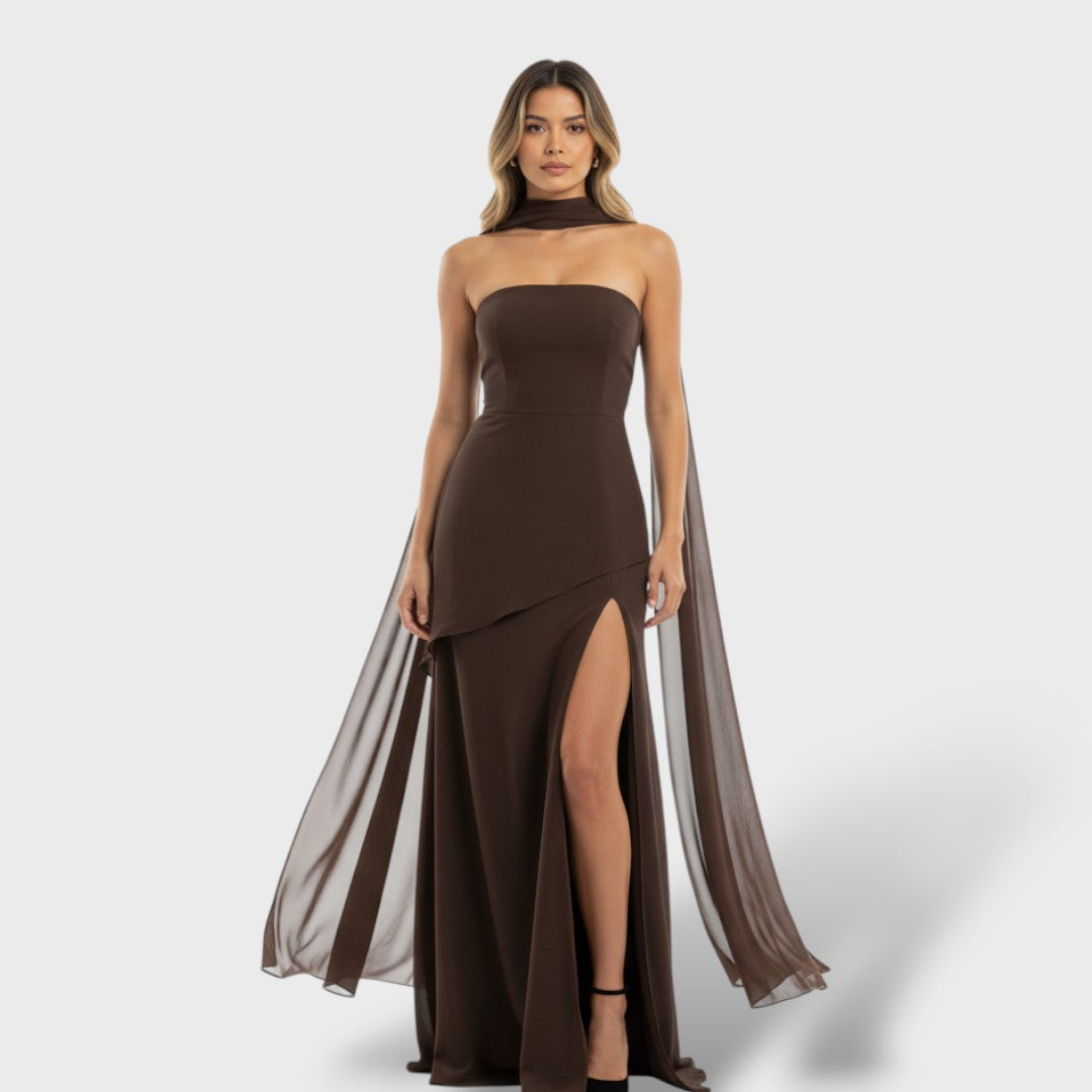 Vestido Maxi Mujer Elegante con Abertura Lateral