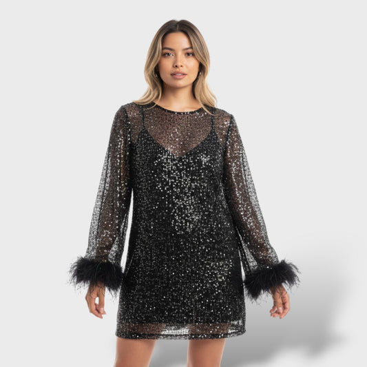 Vestido Cóctel Mujer Tela Metálica Ajuste Entallado - Mavetta