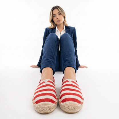 Alpargatas Mujer Lona Rayas Estilo Retro