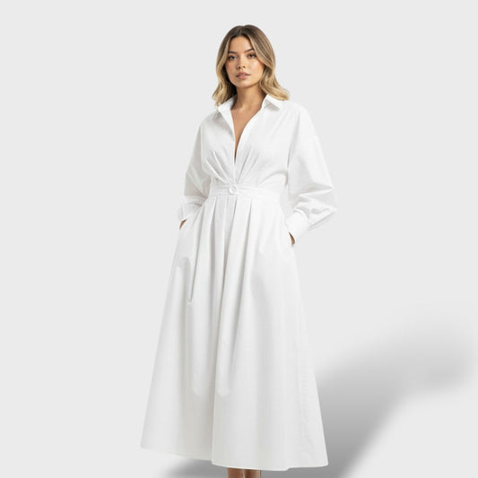 Vestido Camisero Mujer Plisado Ajuste Elegante - Mavetta