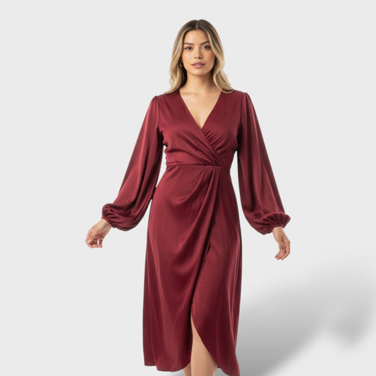 Vestido Mujer Manga Farol Ajuste Elegante - Mavetta