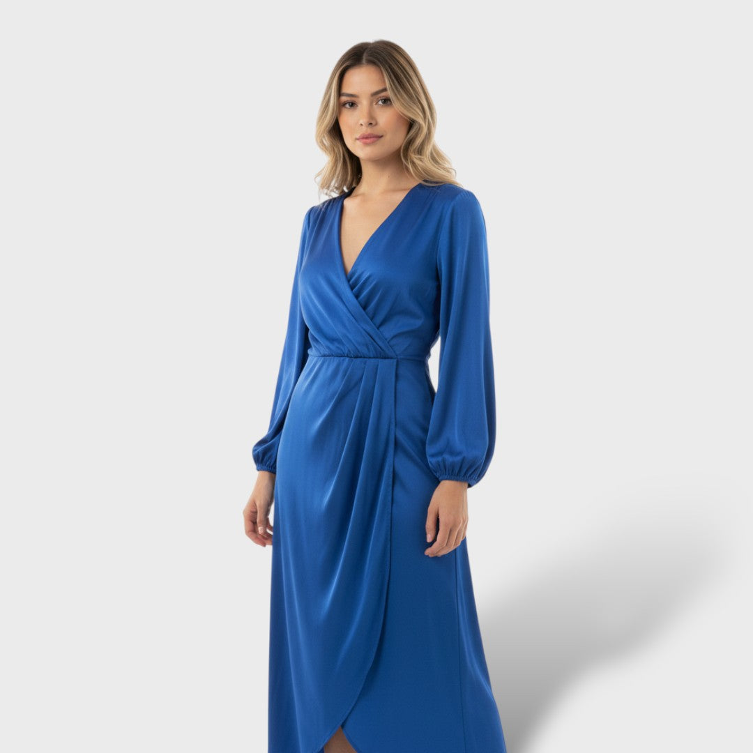 Vestido Mujer Manga Farol Ajuste Elegante