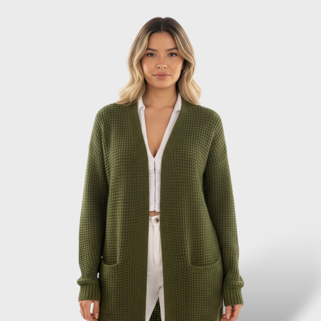 Cárdigan largo mujer tejido cálido invierno