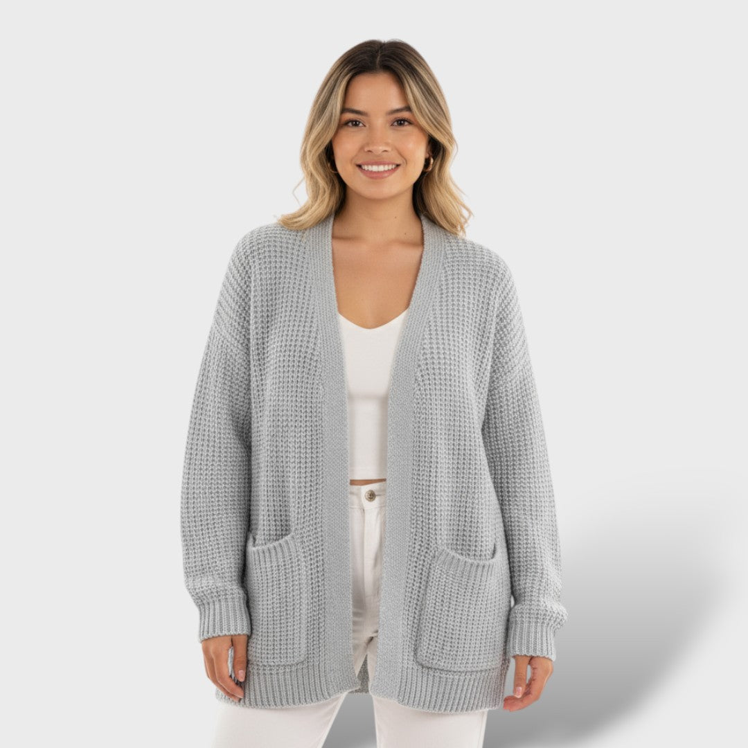 Cárdigan largo mujer tejido cálido invierno