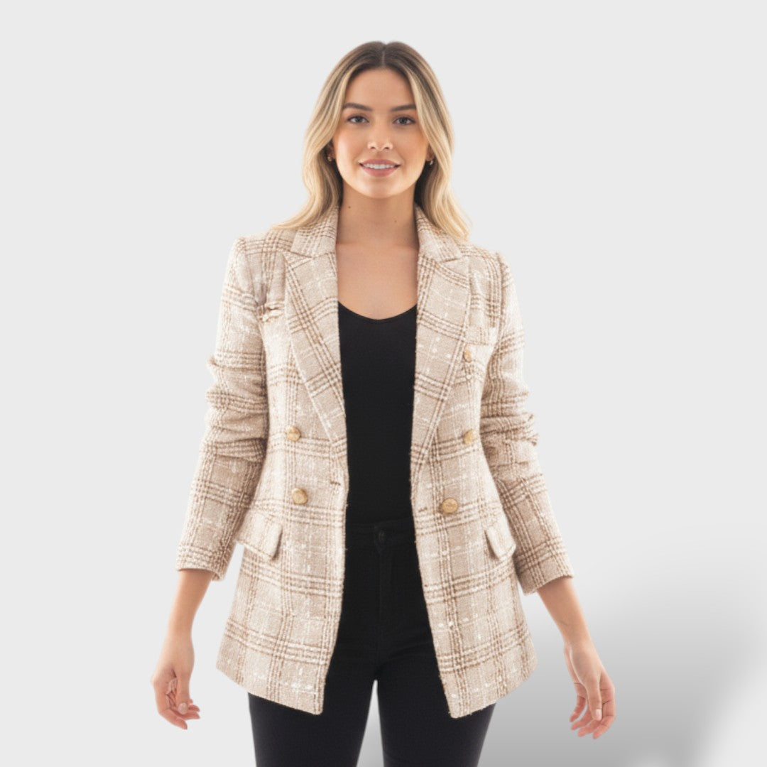 Blazer Mujer de Tela Cuadros Corte Clásico