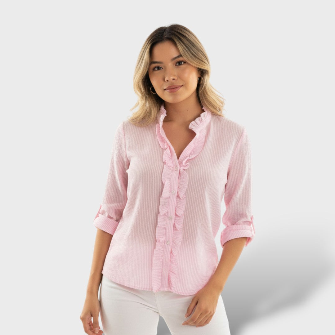 Blusa Mujer Manga Larga Detalle Botón