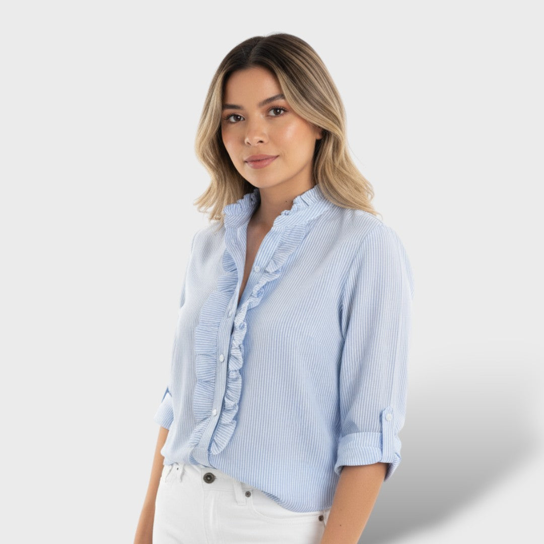 Blusa Mujer Manga Larga Detalle Botón