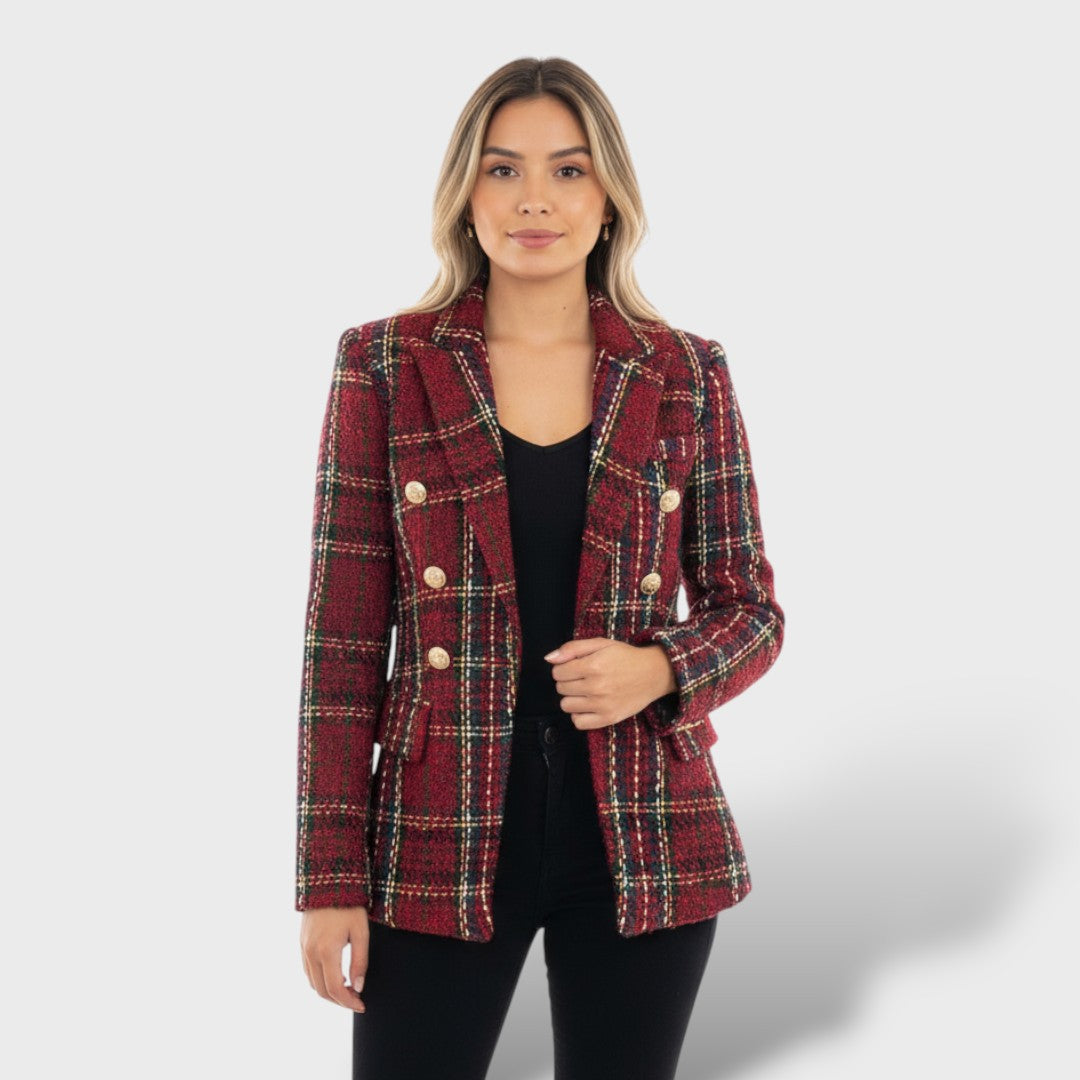 Blazer Mujer de Tela Cuadros Corte Clásico