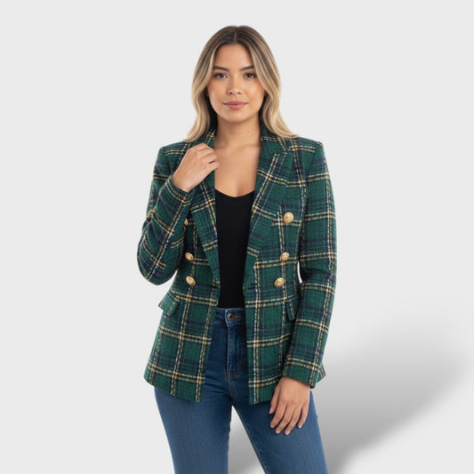 Blazer Mujer de Tela Cuadros Corte Clásico - Mavetta