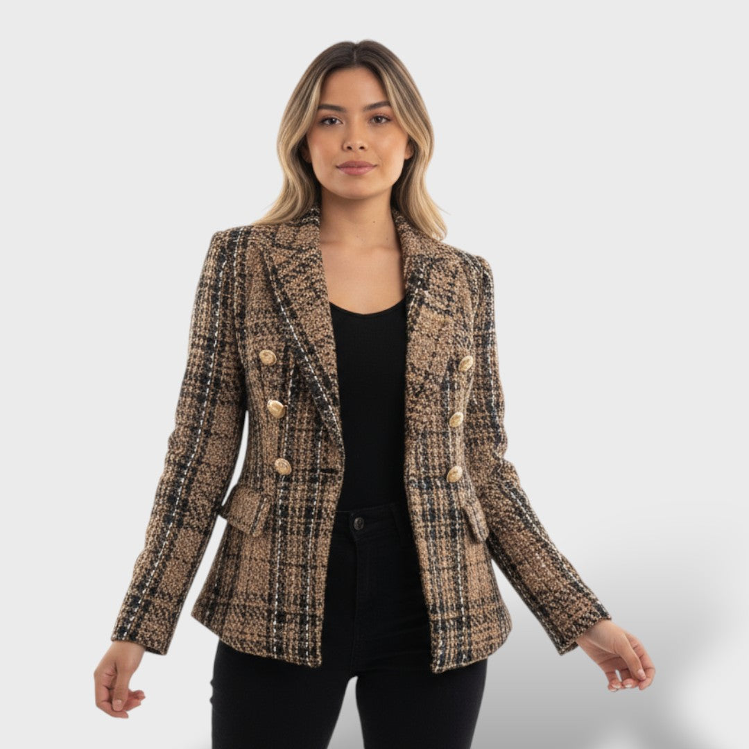 Blazer Mujer de Tela Cuadros Corte Clásico