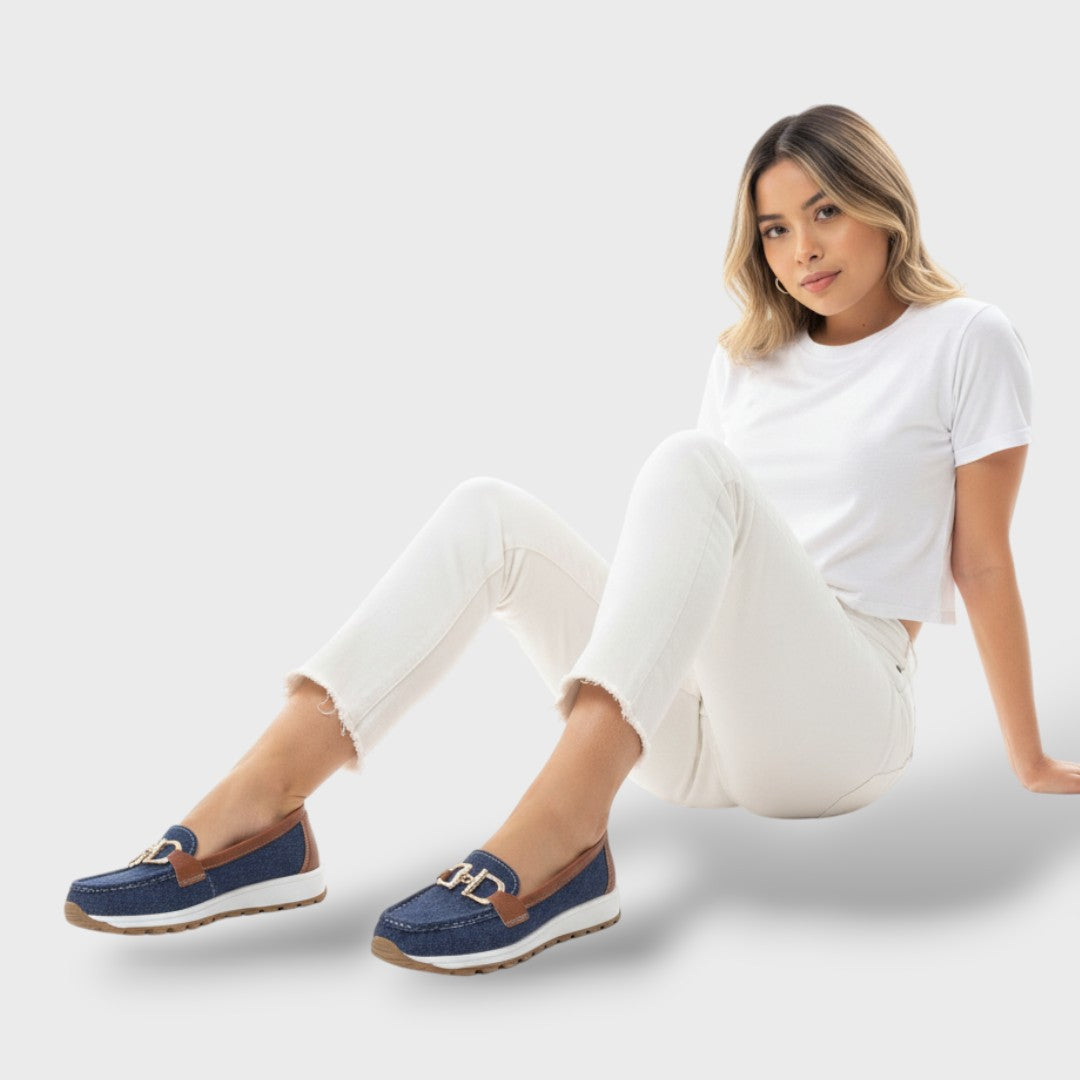 Mocasines Mujer Suela Plana Hebilla Decorativa