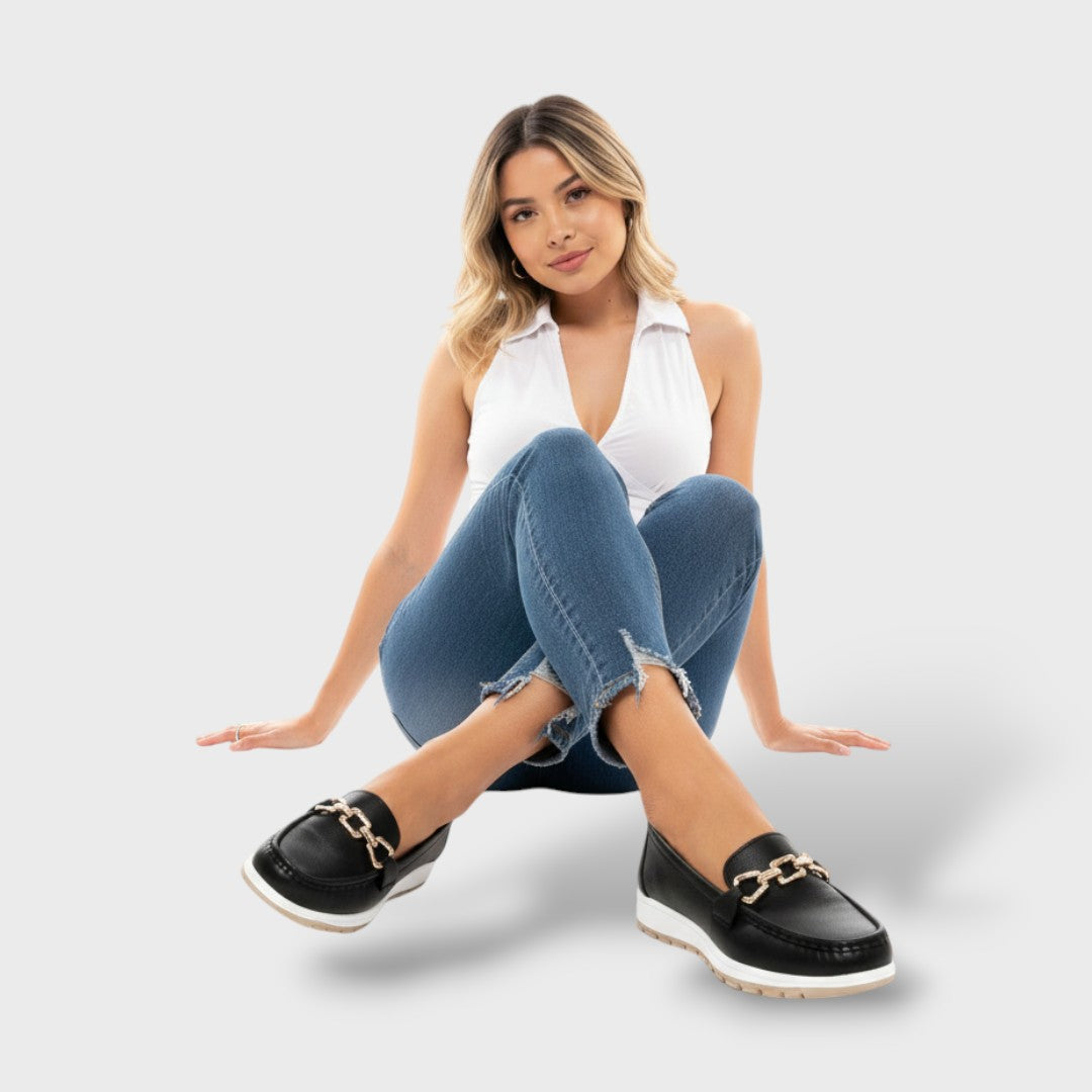 Mocasines Mujer Suela Plana Hebilla Decorativa
