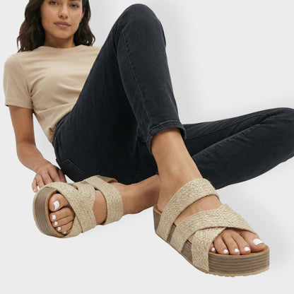 Sandalias Plataforma Mujer Tiras Trenzadas Ajuste Comodo