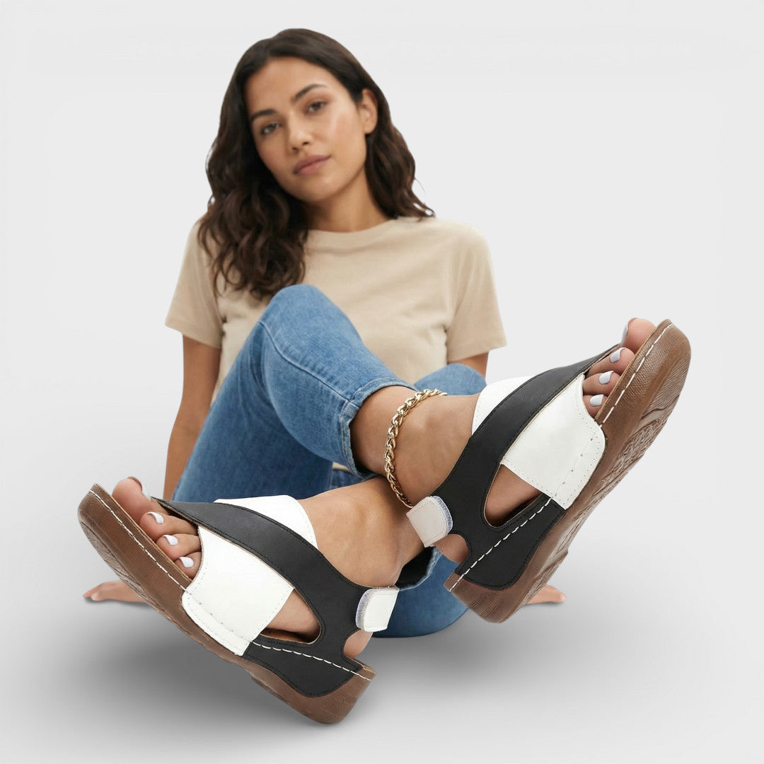 Sandalias Cuña Mujer Tira Cruzada Ajuste Comodo