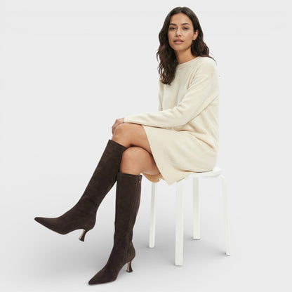 Botas Altas De Gamuza Con Tacón
