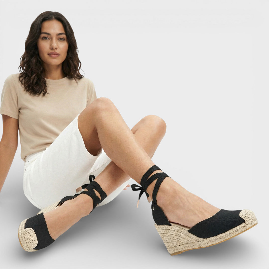 Alpargatas Mujer Cuña Cordones Ajuste Tobillo