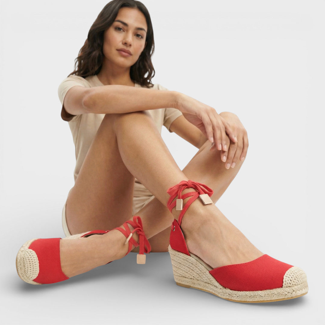 Alpargatas Mujer Cuña Cordones Ajuste Tobillo