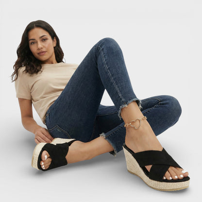 Sandalias Mujer Cuña Plataforma Tiras Cruzadas