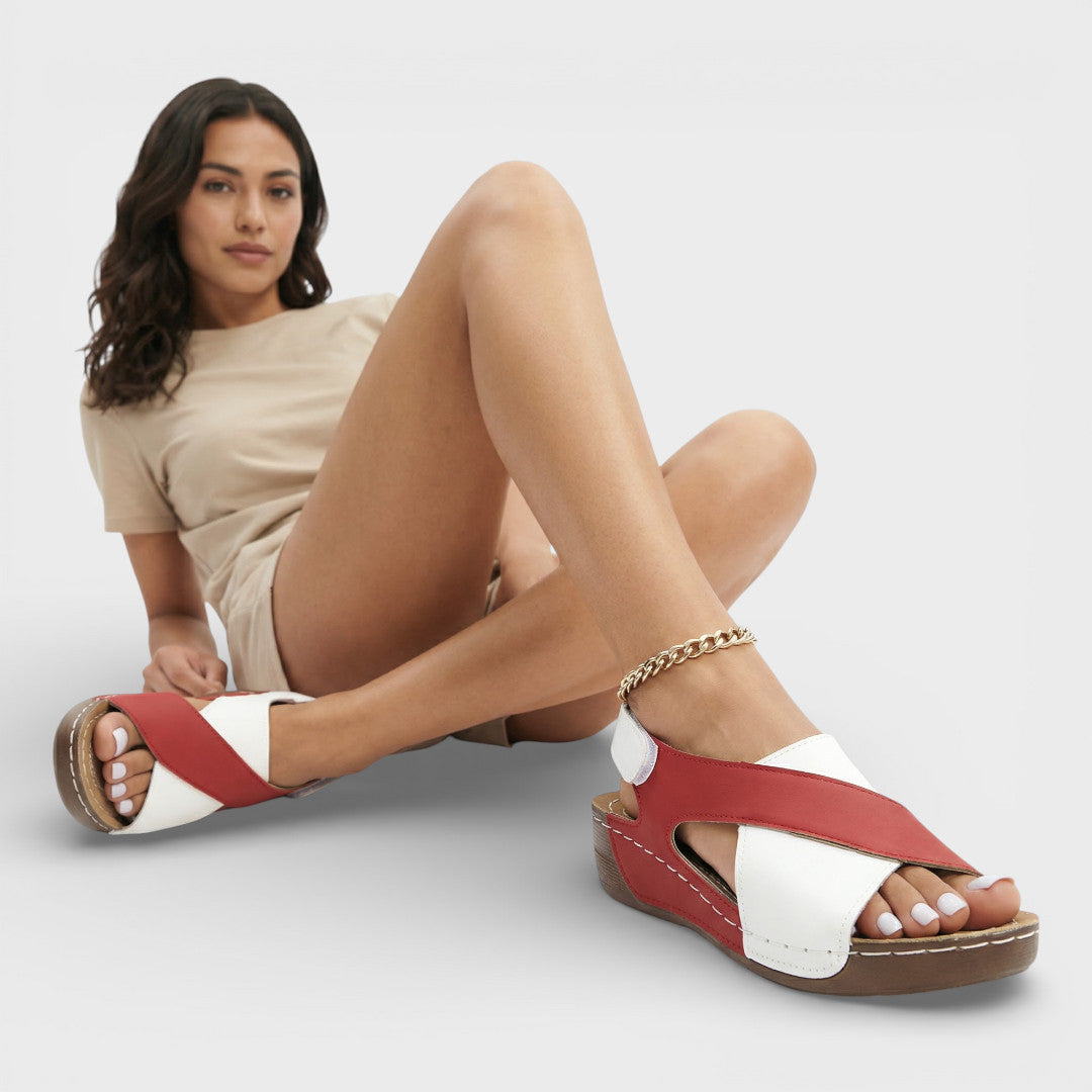Sandalias Cuña Mujer Tira Cruzada Ajuste Comodo
