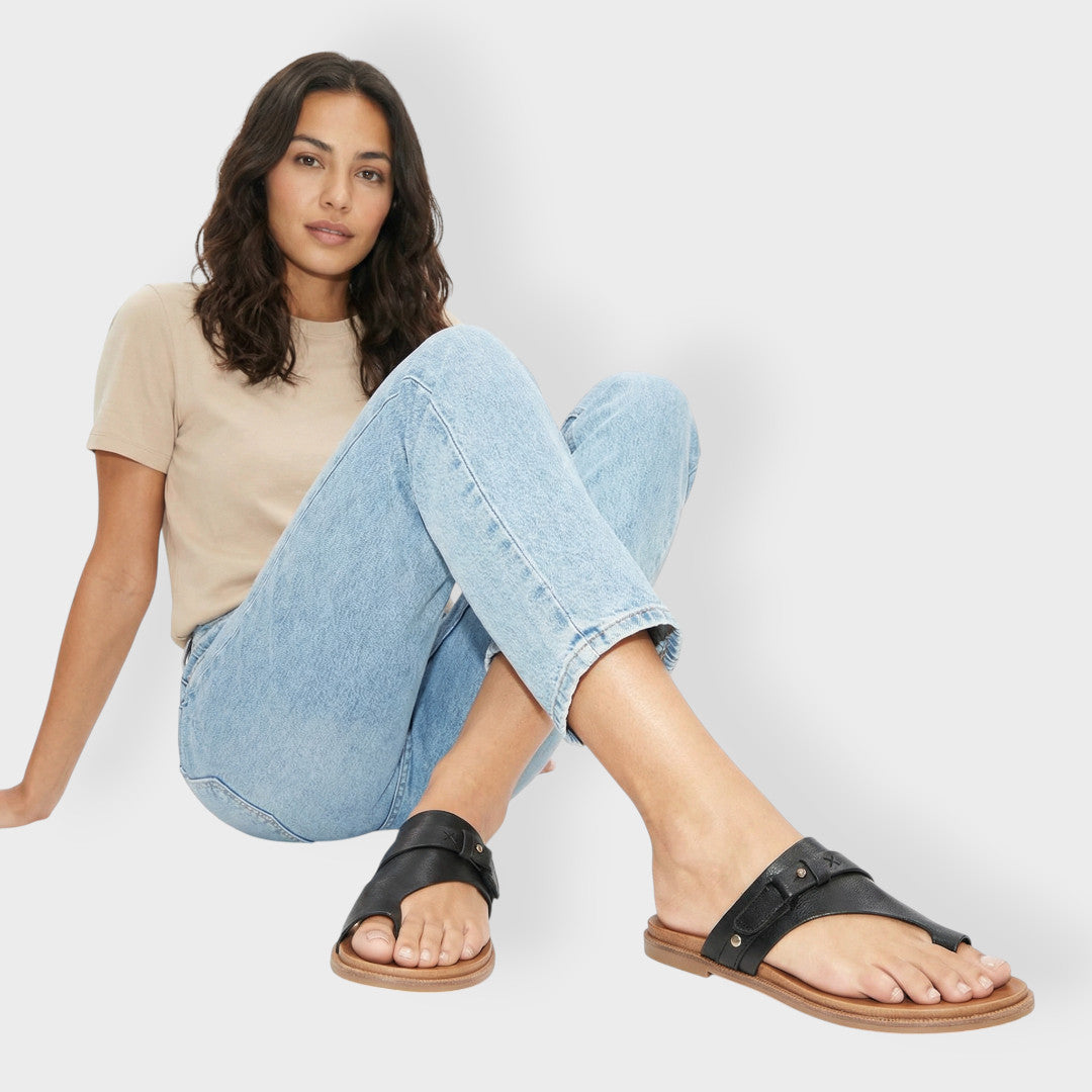 Sandalias Planas Mujer Dedo Tiras Ajustables