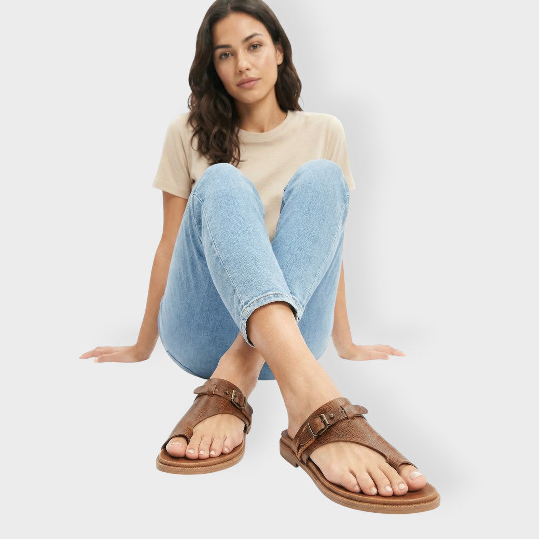 Sandalias Planas Mujer Dedo Tiras Ajustables