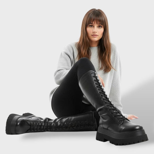 Botas Altas Mujer con Cordones Suela Track - Mavetta