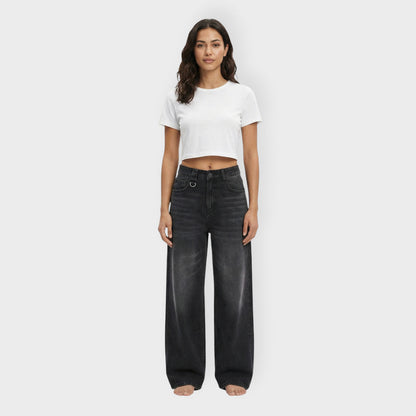 Pantalones Vaqueros Mujer Pierna Ancha Baggy