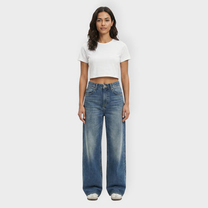 Pantalones Vaqueros Mujer Pierna Ancha Baggy