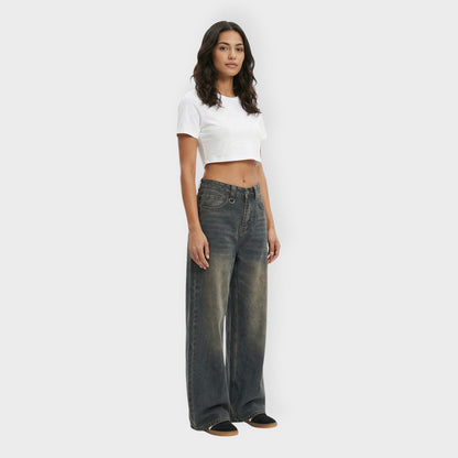 Pantalones Vaqueros Mujer Pierna Ancha Baggy