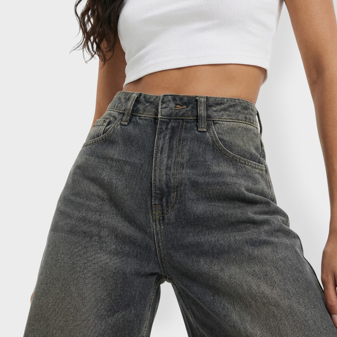 Pantalones Vaqueros Mujer Pierna Ancha Baggy