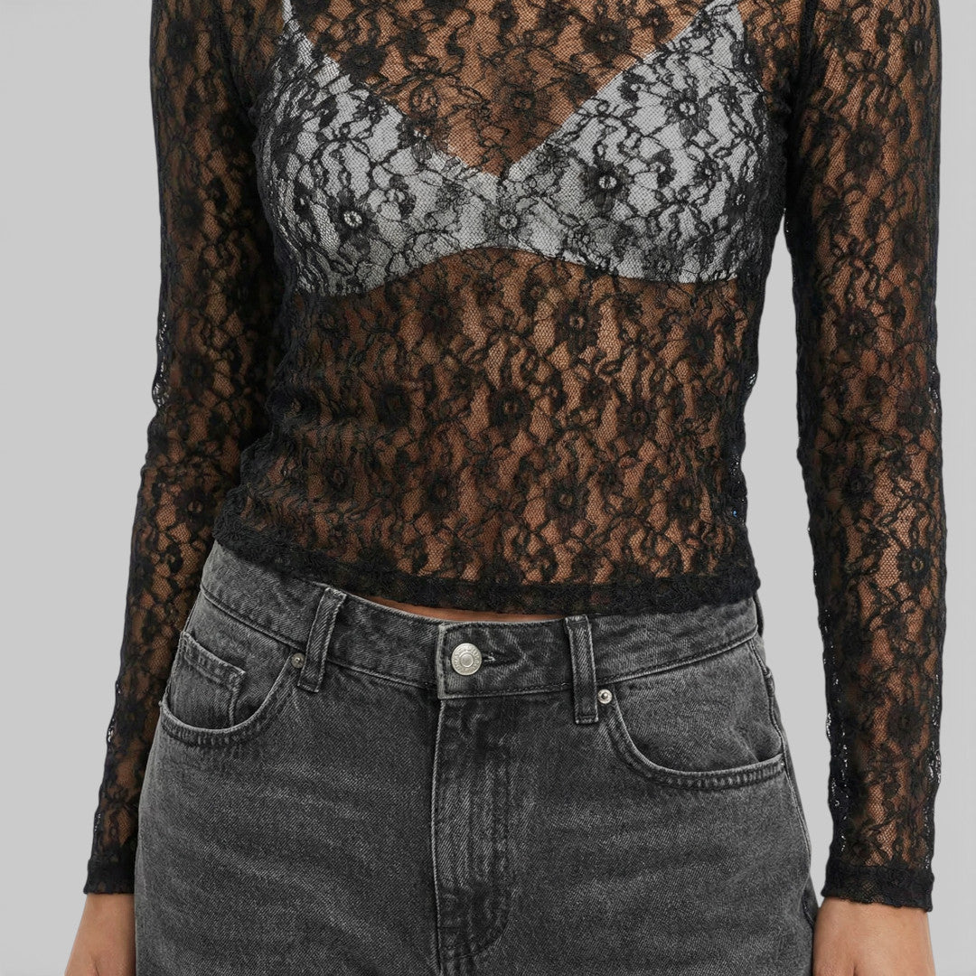 Mujer de Encaje Transparente Ajuste Slim